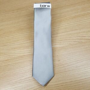 BAR III Mens Neck Tie Solid Silver Slim Skinny Logan